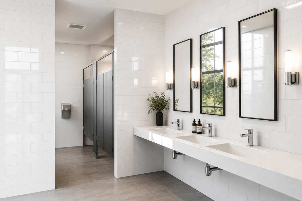 Sense White 200x400mm Gloss Wall Tile — bathroom setting