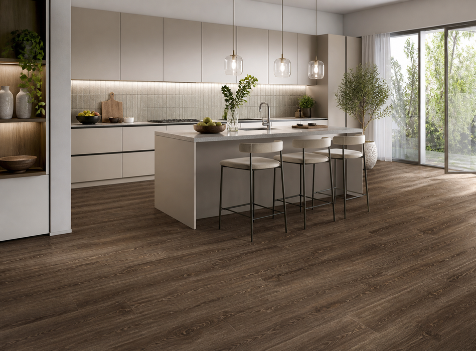 Arbor Tobacco 150x900mm Matte Finish Floor Tile - kitchen setting