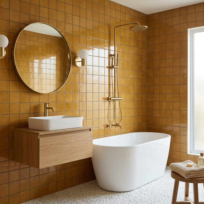 Clay Mustard 100x100mm Gloss Finish Wall Tile (0.68m2 box) - image 2