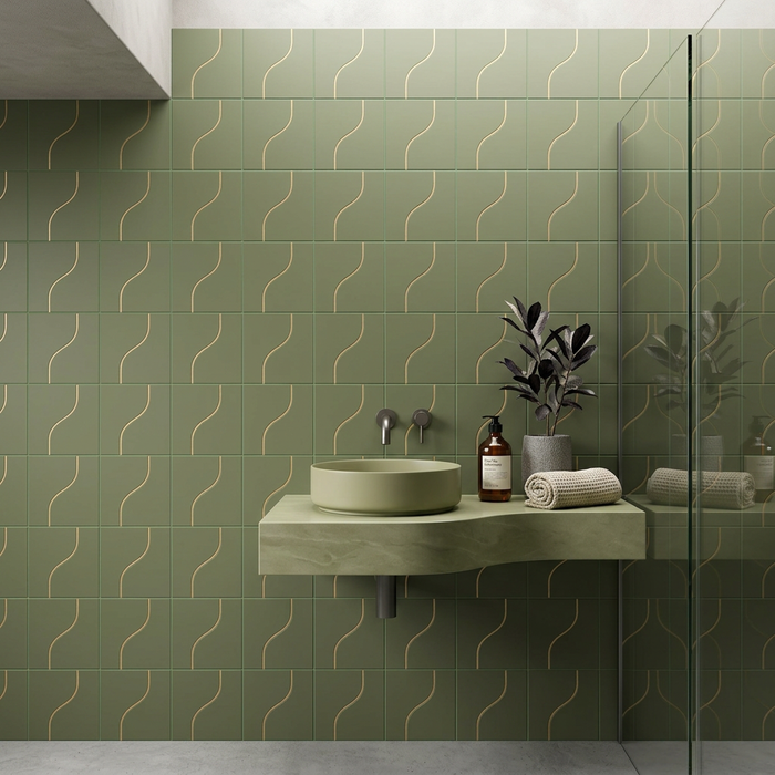 Curve Garden Green Matt 83x120mm Mosaic Wall Tile (.48m2 box) - image 2
