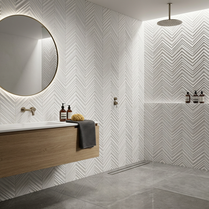 Dust Ice Subway 50x200 Chevron Textured Wall Tile (0.44m2 box) - image 2