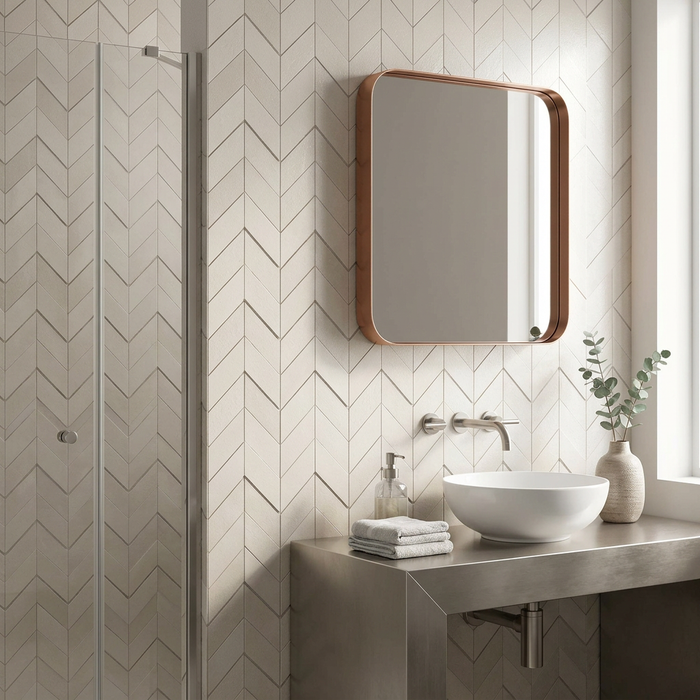 Dwell Pearl Chevron 308x351mm 3D Finish Wall Tile (0.43m2 box) - image 2