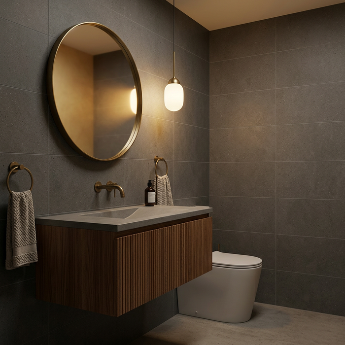 Dwell Smoke 300x600mm Matte Finish Floor Tile (1.26m2 box) - AI generated product/lifestyle image 2