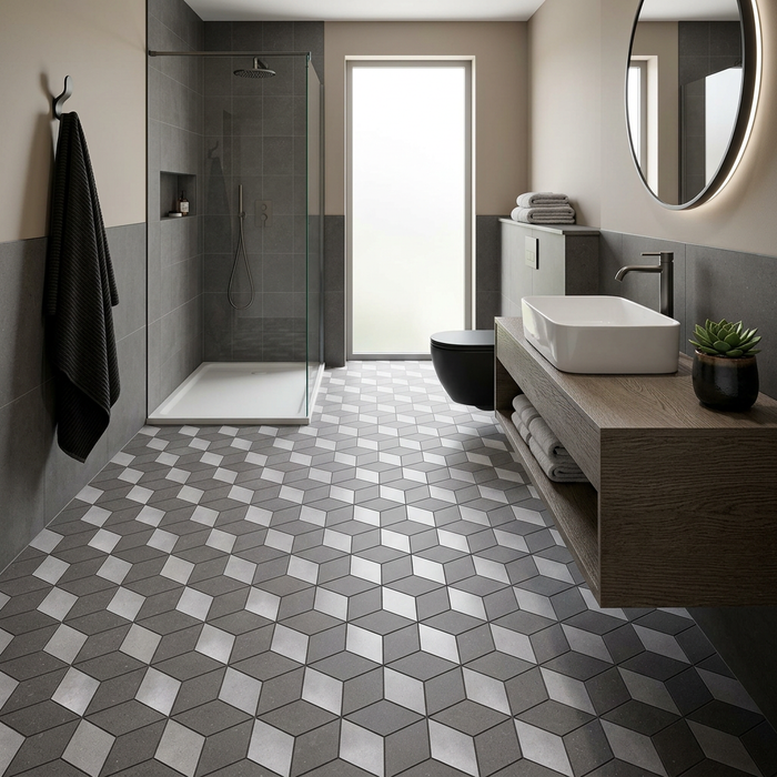 Kone Grey Mosaic Esagono 300x350mm Floor Tile (0.42m2 box) - image 2