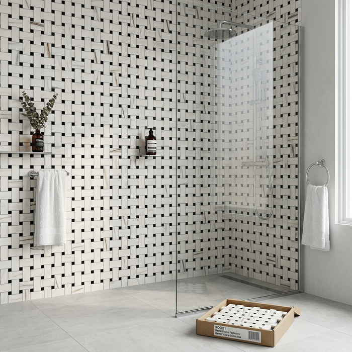 Marvel Bianco Fantastico Basket Weave 305x305mm Matte Finish Wall Tile (0.55m2 box) - image 2
