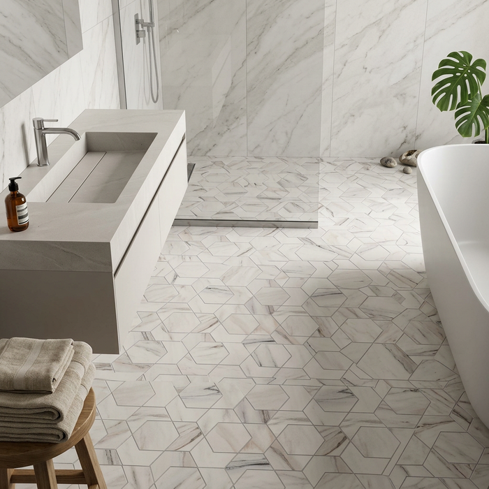 Marvel Dream Bianco Fantastico Hex 254x296mm Mosaic Tile (0.45m2 box) - image 2