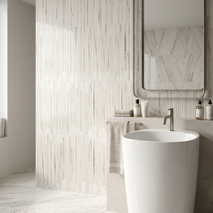 Marvel Dream Bianco Fantastico Line 305x260mm Polished Finish Mosaic Tile (0.47m2 box) - image 2