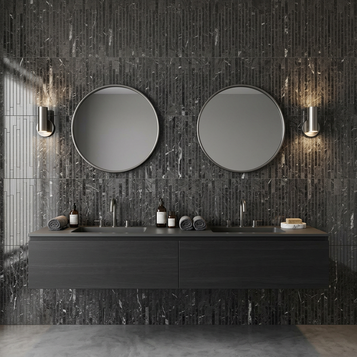 Marvel Dream Grigio Intenso Line 305x260mm Polished Finish Mosaic Tile (0.47m2 box) - image 2