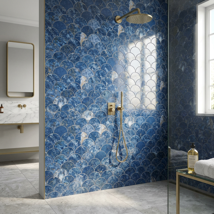 Marvel Fan Ultramarine 290x292mm Polished Finish Mosaic Tile (0.5m2 box) - image 2