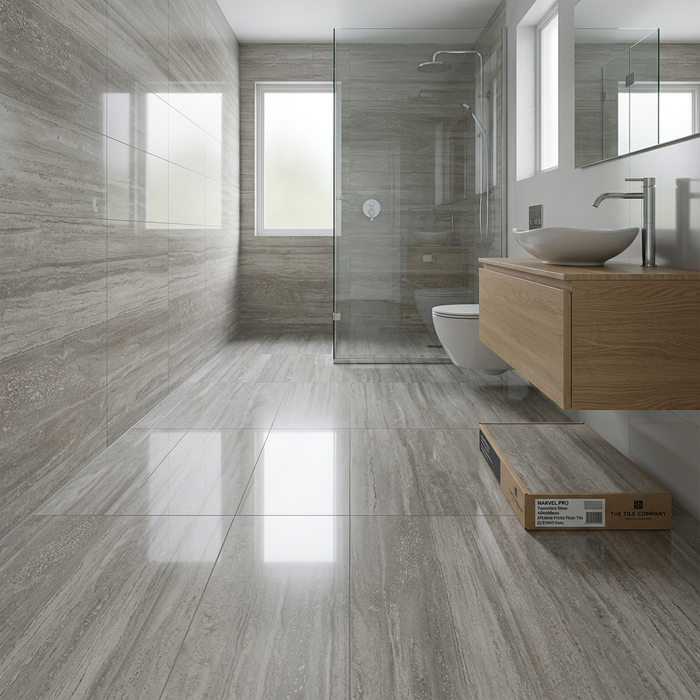 Marvel Pro Travertino Silver 450x900mm Polished Finish Floor Tile (1.215m2 box) - image 2
