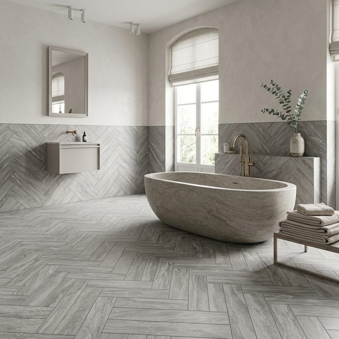 Marvel Stone Bardiglio Grey 300x600mm Matte Finish Floor Tile (1.26m2 box) - AI generated product/lifestyle image 2