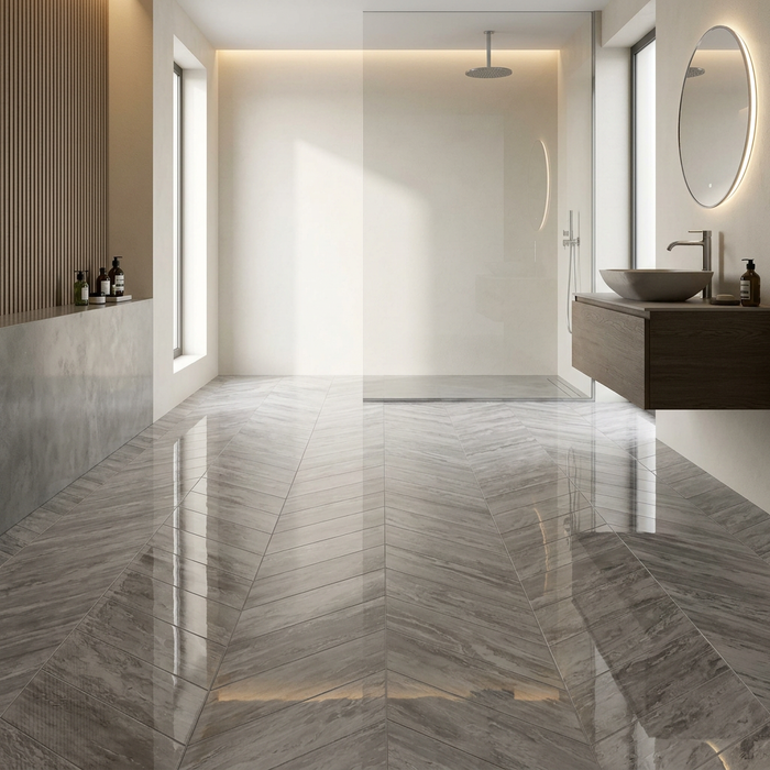 Marvel Stone Bardiglio Grey Chevron 225x229mm Polished Finish Floor Tile (0.31m2 box) - image 2