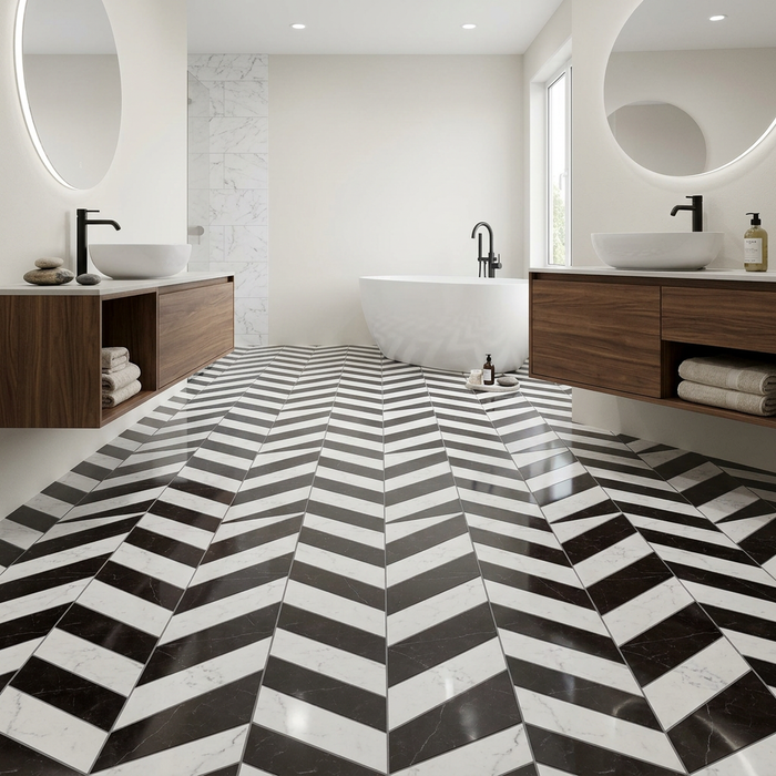 Marvel Stone Chevron Cold 225x229mm Polished Finish Floor Tile (0.31m2 box) - image 2