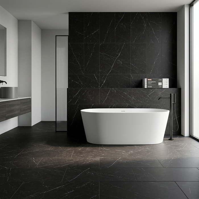 Marvel Stone Nero Marquina 450x900mm Matte Finish Floor Tile (1.215m2 box) - image 2