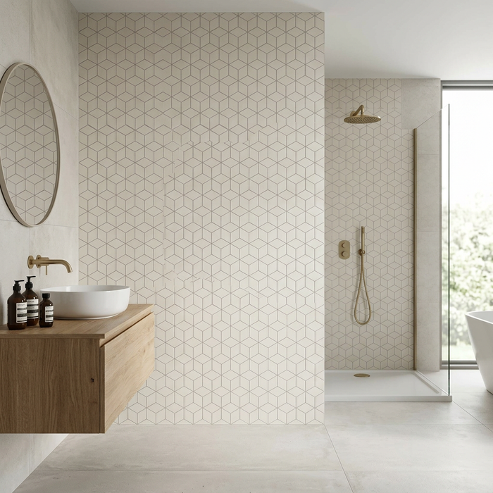 Mek Light Mosaico Esagono 300x350mm sheet White Body Wall Tile (0.42m2 per box) - image 2