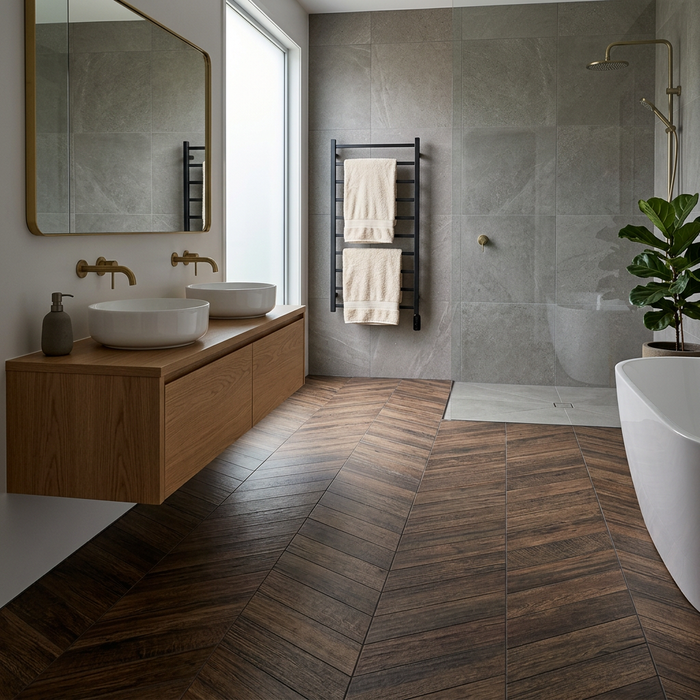 Nash Light Brown Chevron 325x450mm Floor Tile (1.16m2 box) - image 2