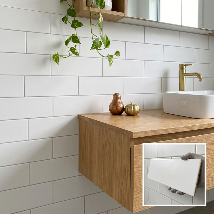 Sense White 100x300 Matt Pressed Edge White Wall Tile (1.2m2 box) - image 2