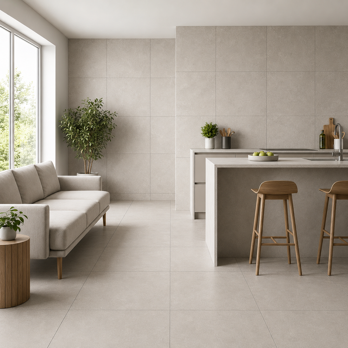 Lab325 Base Pearl 600x600mm Matte Floor/Wall Tile — kitchen setting