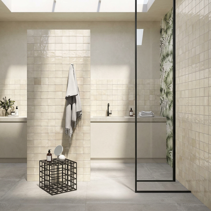 Clay Linen 100x100mm Gloss Finish Wall Tile — kitchen setting