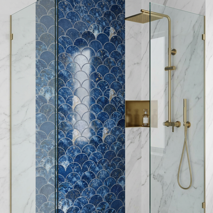 Marvel Fan Ultramarine 290x292mm Polished Finish Mosaic Tile — image 3