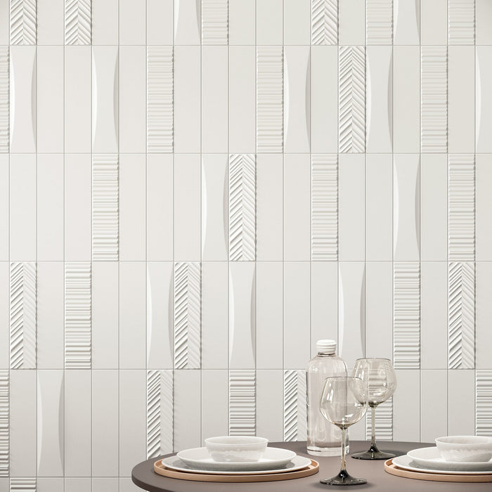 Dust Ice Subway 50x200 Chevron Textured Wall Tile — image 3