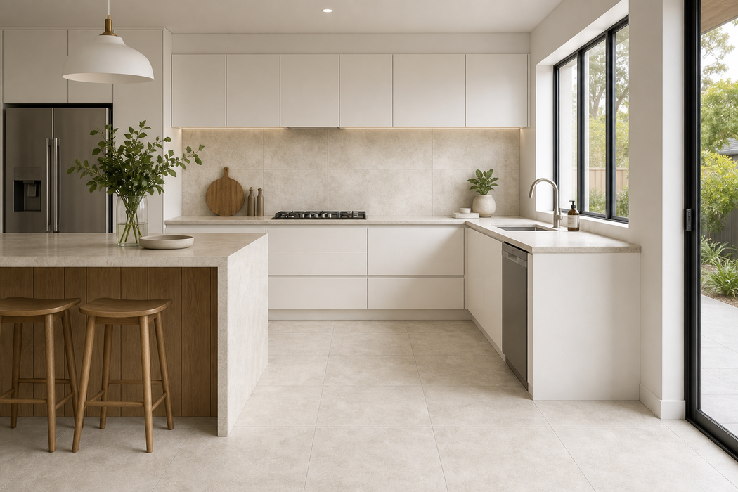 Pierres des Châteaux Fontainebleau 600x600mm Matt Floor/Wall Tile — kitchen setting