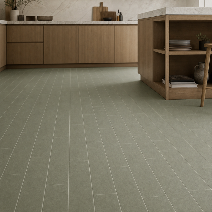 Stromboli Evergreen Matt Floor/Wall Tile 92x368mm — kitchen setting
