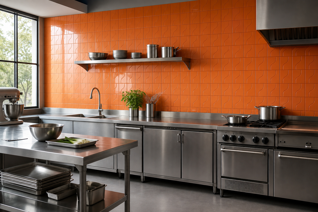 Curve Sunset Gloss 83x120mm Mosaic Wall Tile — kitchen setting