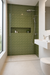 Curve Garden Green Gloss 83x120mm Mosaic Wall Tile — bathroom setting