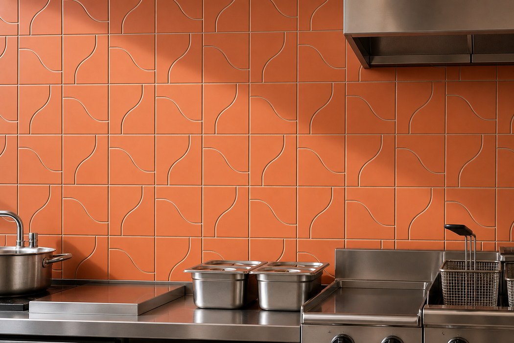 Curve Sunset Matt 83x120mm Mosaic Wall Tile — kitchen setting