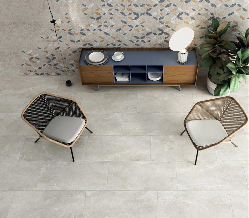 Iroc White 600x1200mm Matte Floor/Wall Tile — living area setting
