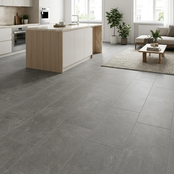 Evoq Nero 300x600mm Matt Floor/Wall Tile — living area setting