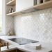 Marvel Royal Calacatta Drop Mosaic 272x297mm sheet White Body Wall Tile — kitchen setting