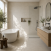 Lims Ivory 375x750mm Matte Finish Floor Tile — living area setting