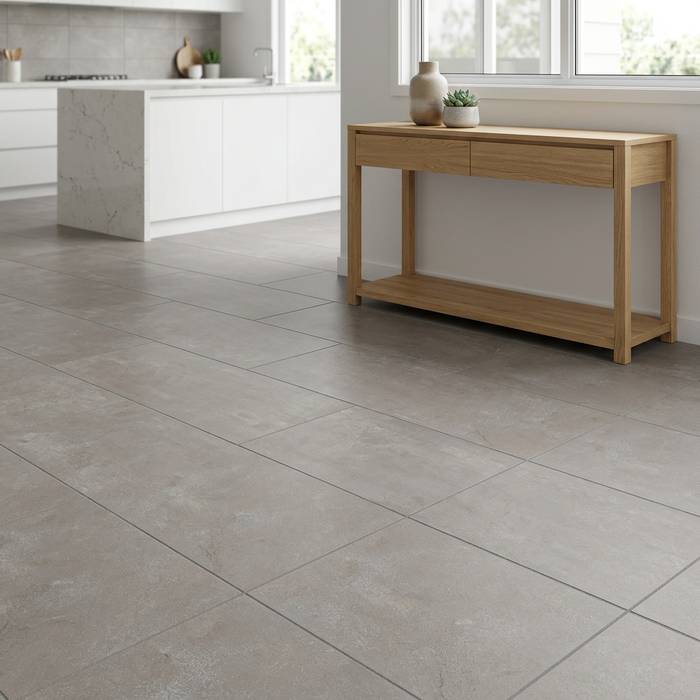 Boost Grey 300x600mm Matte Finish Floor Tile — kitchen setting