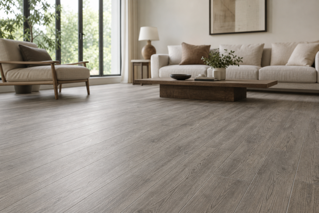 Nash Greige 200x1200mm Matte Finish Floor Tile — living area setting