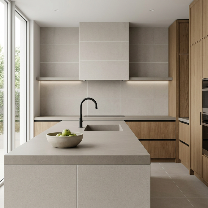 Arkshade Dove 450x900mm Matte Finish Floor Tile — kitchen setting