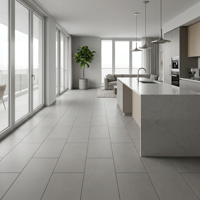 Arkshade Grey 450x900mm Matte Finish Floor Tile — kitchen setting