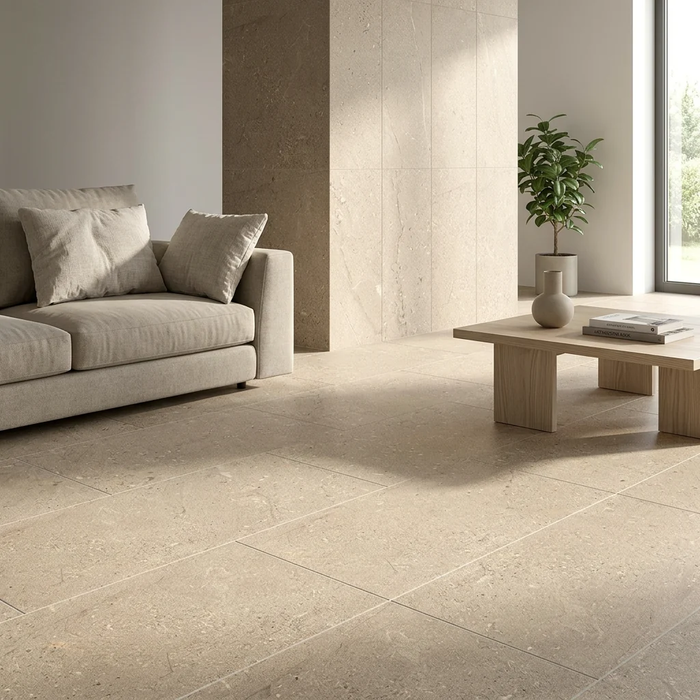 Victoria Beige 600x1200mm Matte Floor/Wall Tile — living area setting