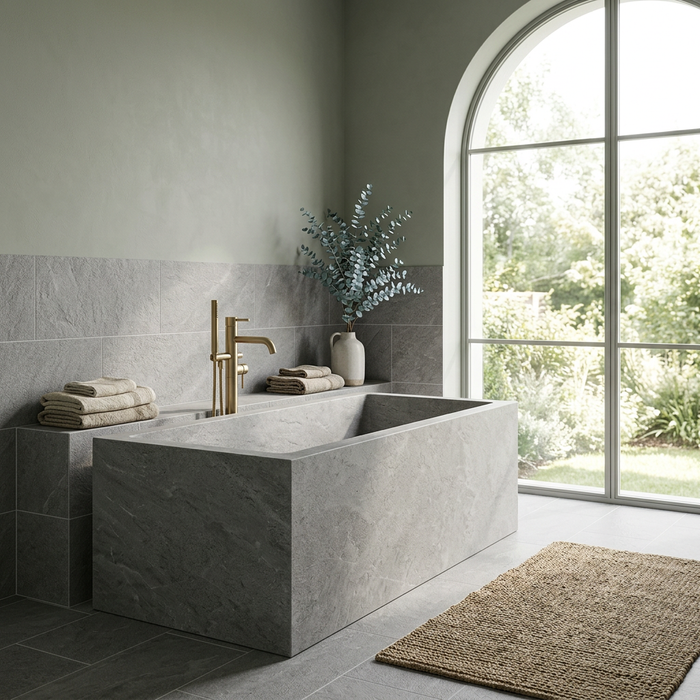 Brave Grey 300x600mm Matte Finish Floor Tile — living area setting