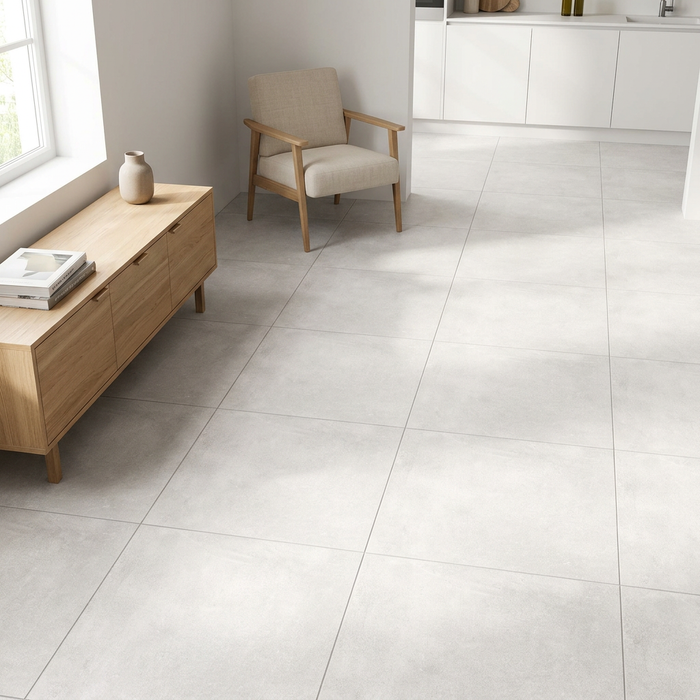 Volcano White 600x600mm Matte Floor/Wall Tile — kitchen setting