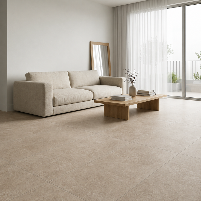 Volcano Beige 600x1200mm Matte Floor/Wall Tile — living area setting