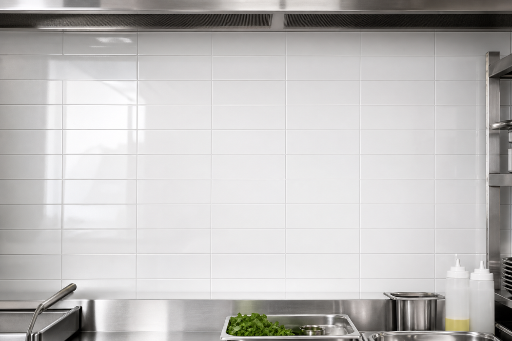 Sense White 200x400mm Gloss Wall Tile — kitchen setting