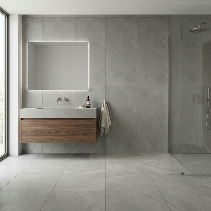 Nord Palladium 600x1200mm Matte Floor/Wall Tile — bathroom setting