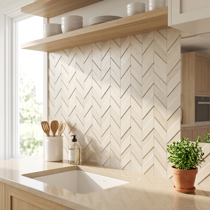 Dwell Pearl Chevron 308x351mm 3D Finish Wall Tile (0.43m2 box) - image 3