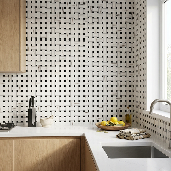 Marvel Bianco Fantastico Basket Weave 305x305mm Matte Finish Wall Tile (0.55m2 box) - image 3