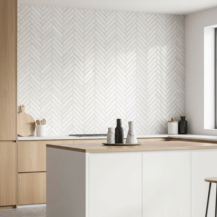 Marvel Stone Bianco Dolomite Herringbone 305x300mm Wall Tile (0.54m2 box) - image 3