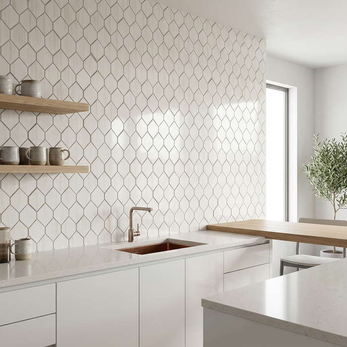 Marvel Stone Bianco Dolomite Mosaic Esagono 282x353mm 3D Finish Wall Tile (0.6m2 box) - image 3