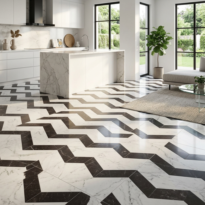 Marvel Stone Chevron Cold 225x229mm Polished Finish Floor Tile (0.31m2 box) - image 3