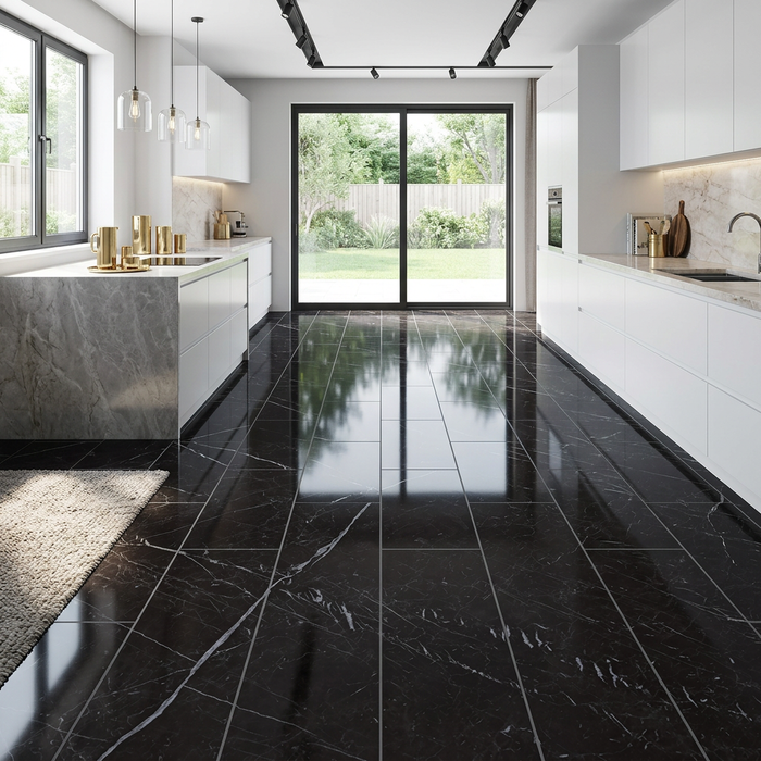 Marvel Stone Nero Marquina 450x900mm Polished Finish Floor Tile (1.215m2 box) - image 3
